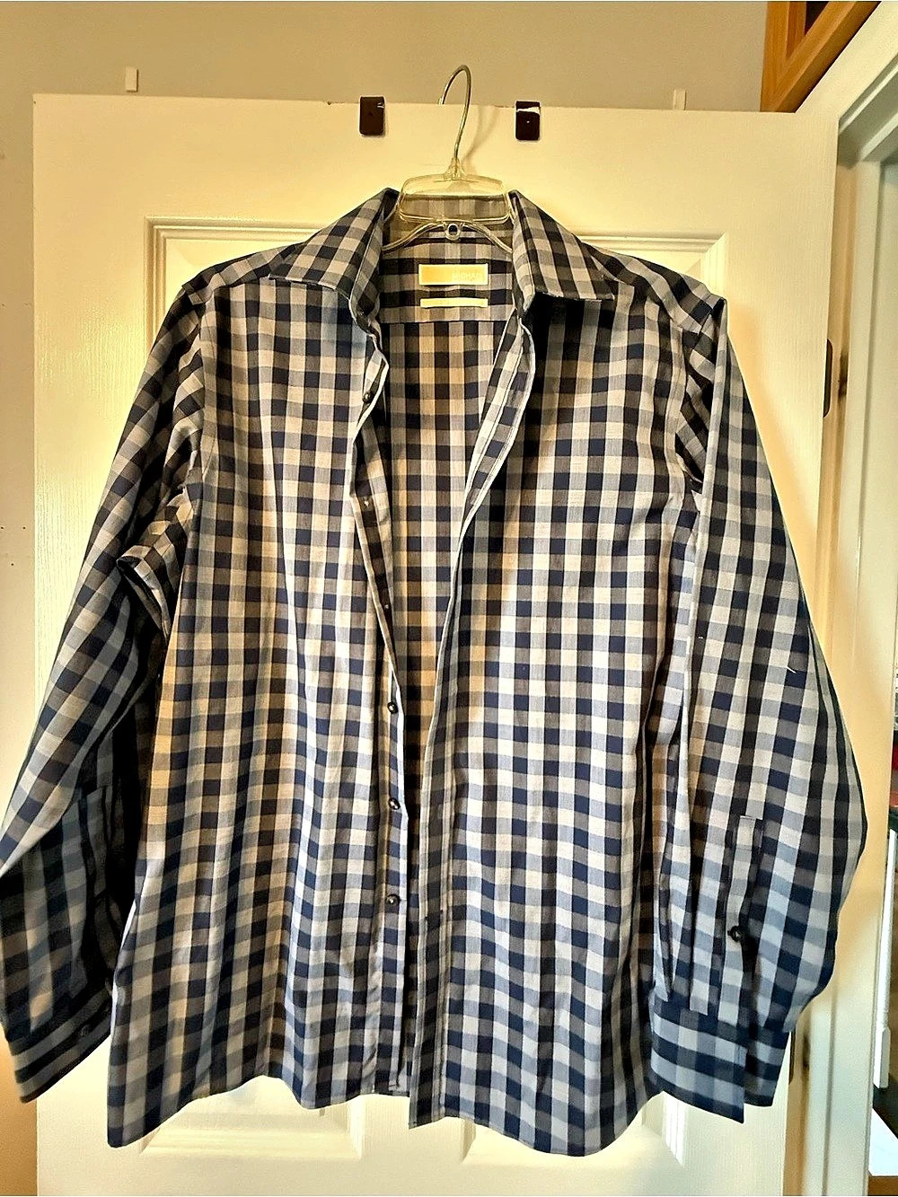 Michael Kors Men's Checkered Button-Down in Navy & White